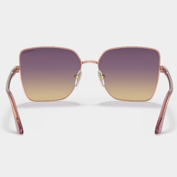 VOGUE Eyewear Cat Eye Yellow Gradient Violet Lenses Rose Gold Frame Sunglasses - Picture 8 of 16